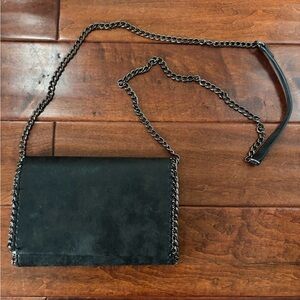 Chelsea28 Black Suede Crossbody Purse Bag with chain strap